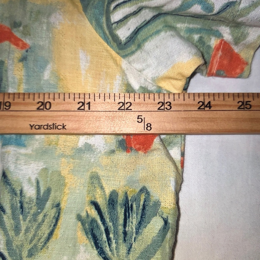 Hot Cotton Yellow Tropical Print Short Sleeve Button-Up - Picture 6 of 9
